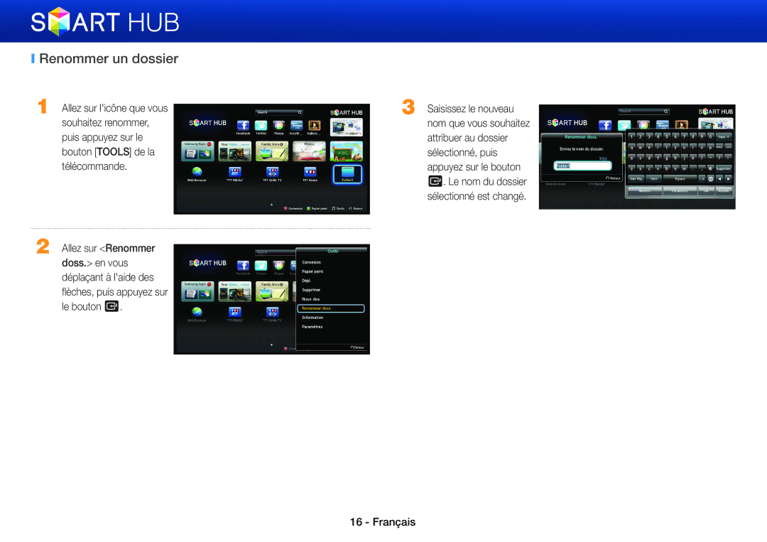 Samsung BD-E6100/ZF, BD-E8900/ZF, BD-E8500/ZF, BD-E8300/ZF manual Renommer un dossier 