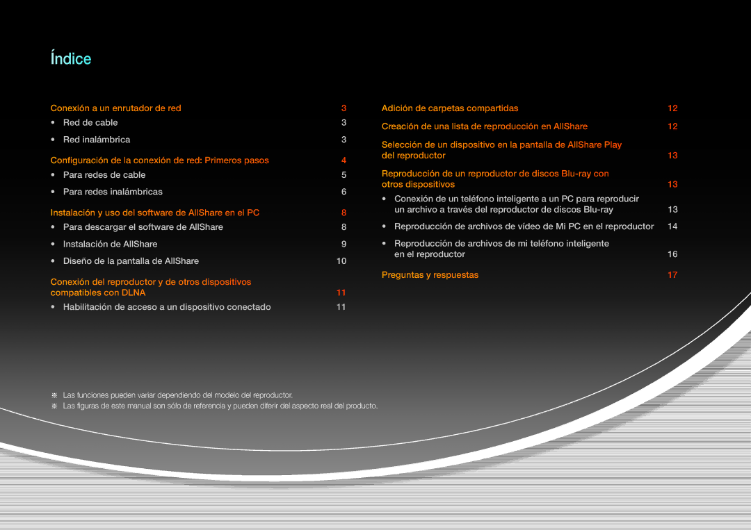 Samsung BD-E8500/ZF, BD-E6100/ZF, BD-E8900/ZF, BD-E8300/ZF manual Índice 