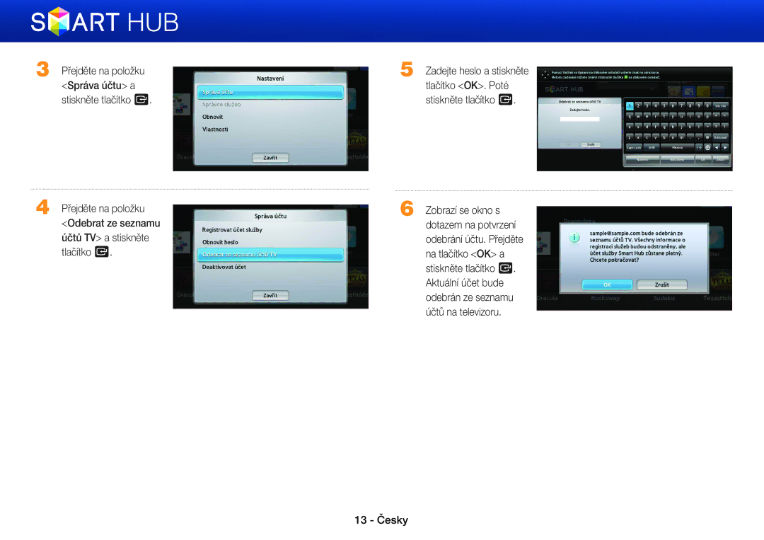 Samsung BD-E5500/EN, BD-E6300/EN manual 13 Česky 