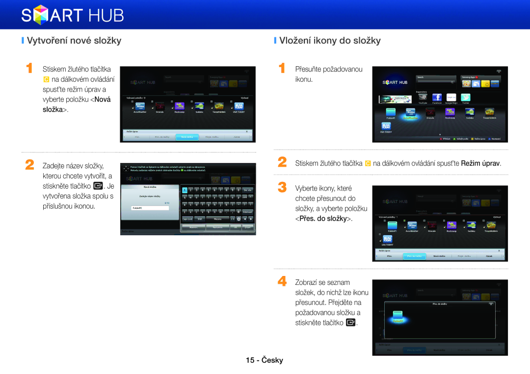 Samsung BD-E5500/EN, BD-E6300/EN manual Vytvoření nové složky, Vložení ikony do složky 