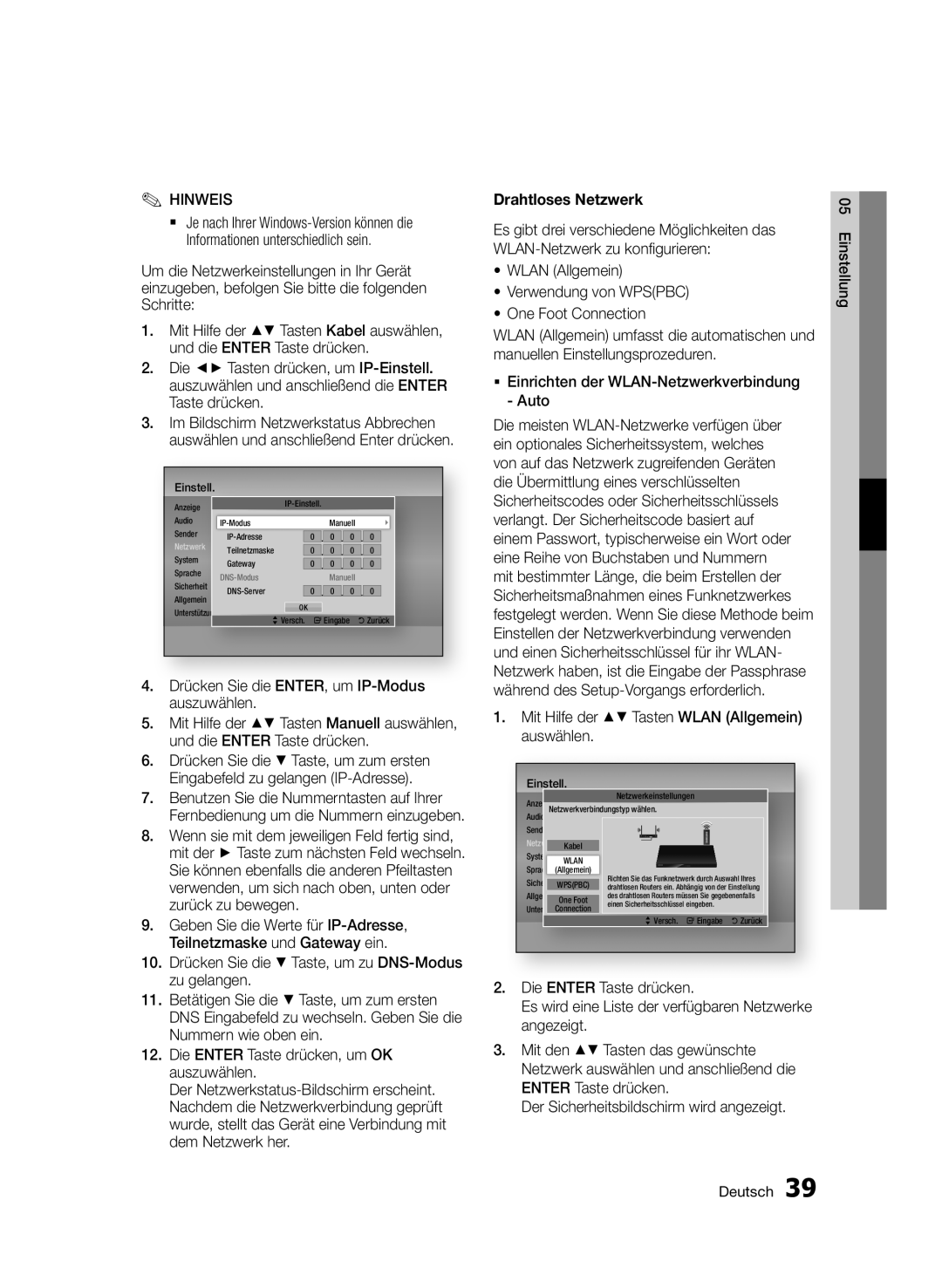 Samsung BD-E6300/EN manual Drahtloses Netzwerk 