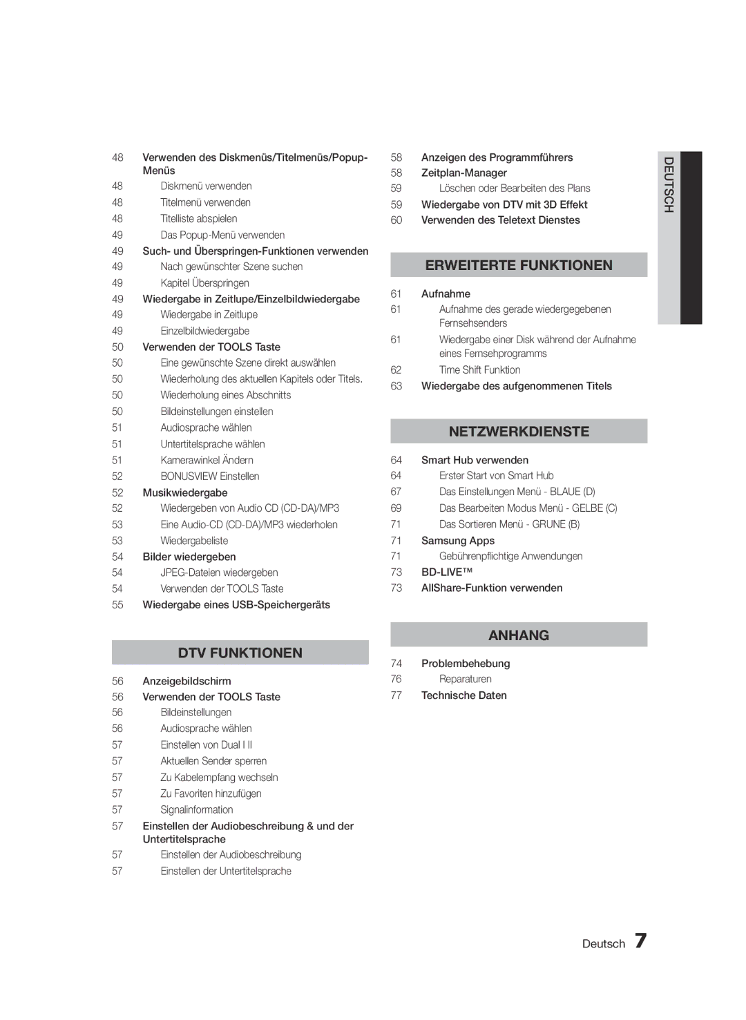 Samsung BD-E6300/EN manual Nach gewünschter Szene suchen, Kapitel Überspringen, Wiedergabe in Zeitlupe/Einzelbildwiedergabe 