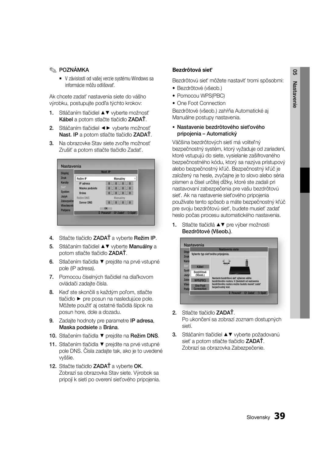 Samsung BD-E6300/EN manual Bezdrôtová sieť 