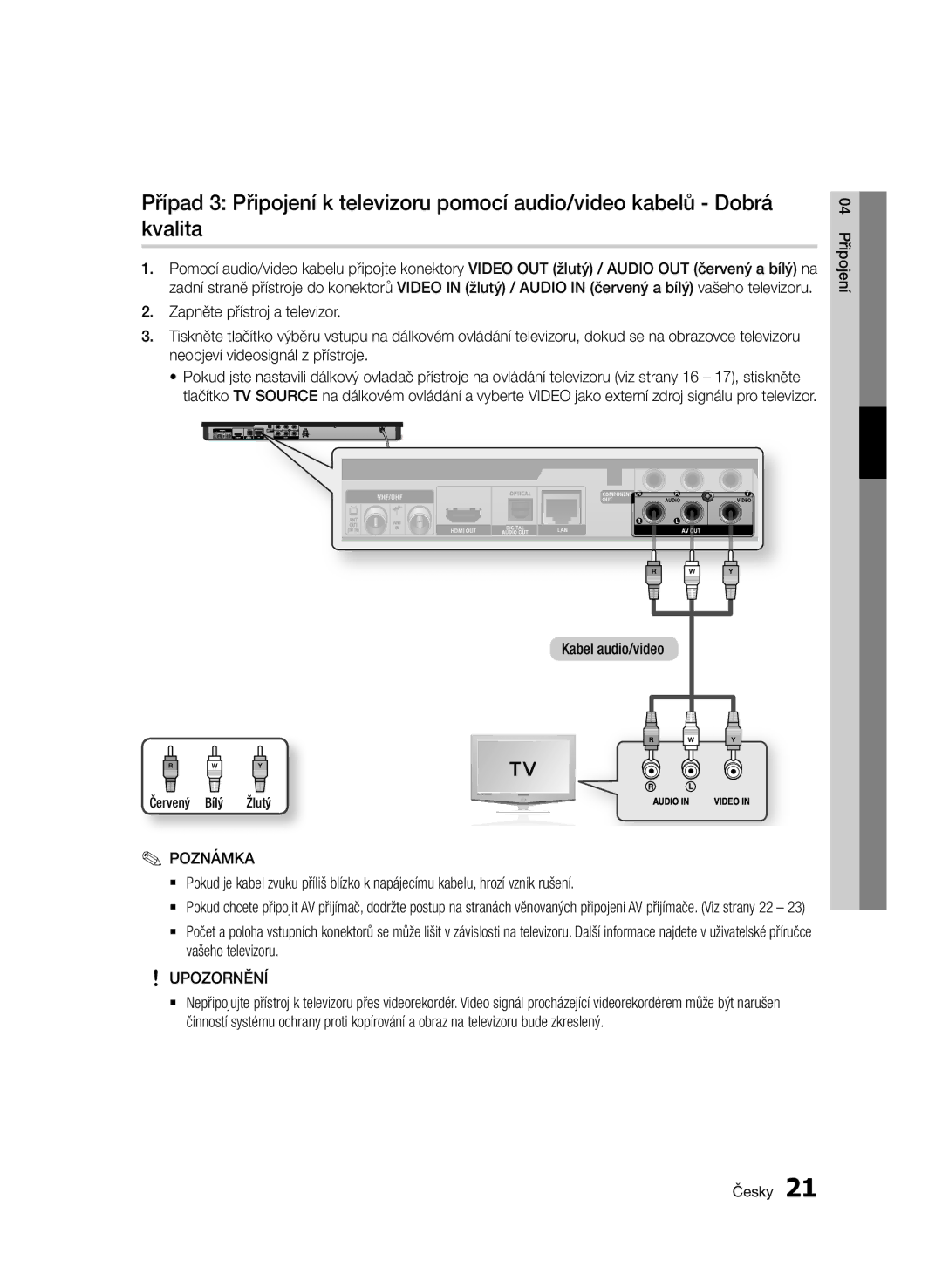 Samsung BD-E6300/EN manual Vašeho televizoru, 04 Připojení 