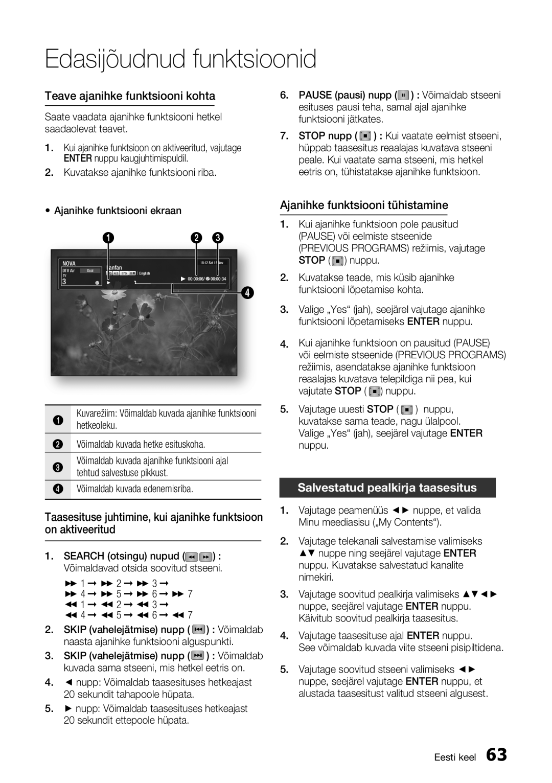 Samsung BD-E6300/EN Teave ajanihke funktsiooni kohta, Ajanihke funktsiooni tühistamine, Salvestatud pealkirja taasesitus 