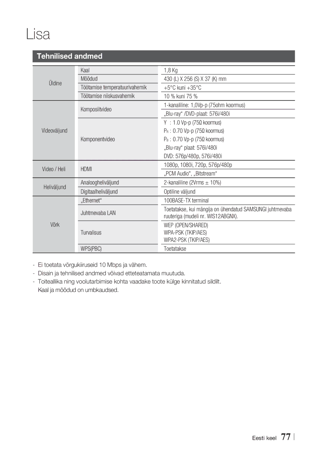 Samsung BD-E6300/EN manual Hdmi, Wep Open/Shared, Wpa-Psk Tkip/Aes, WPA2-PSK TKIP/AES, Wpspbc 