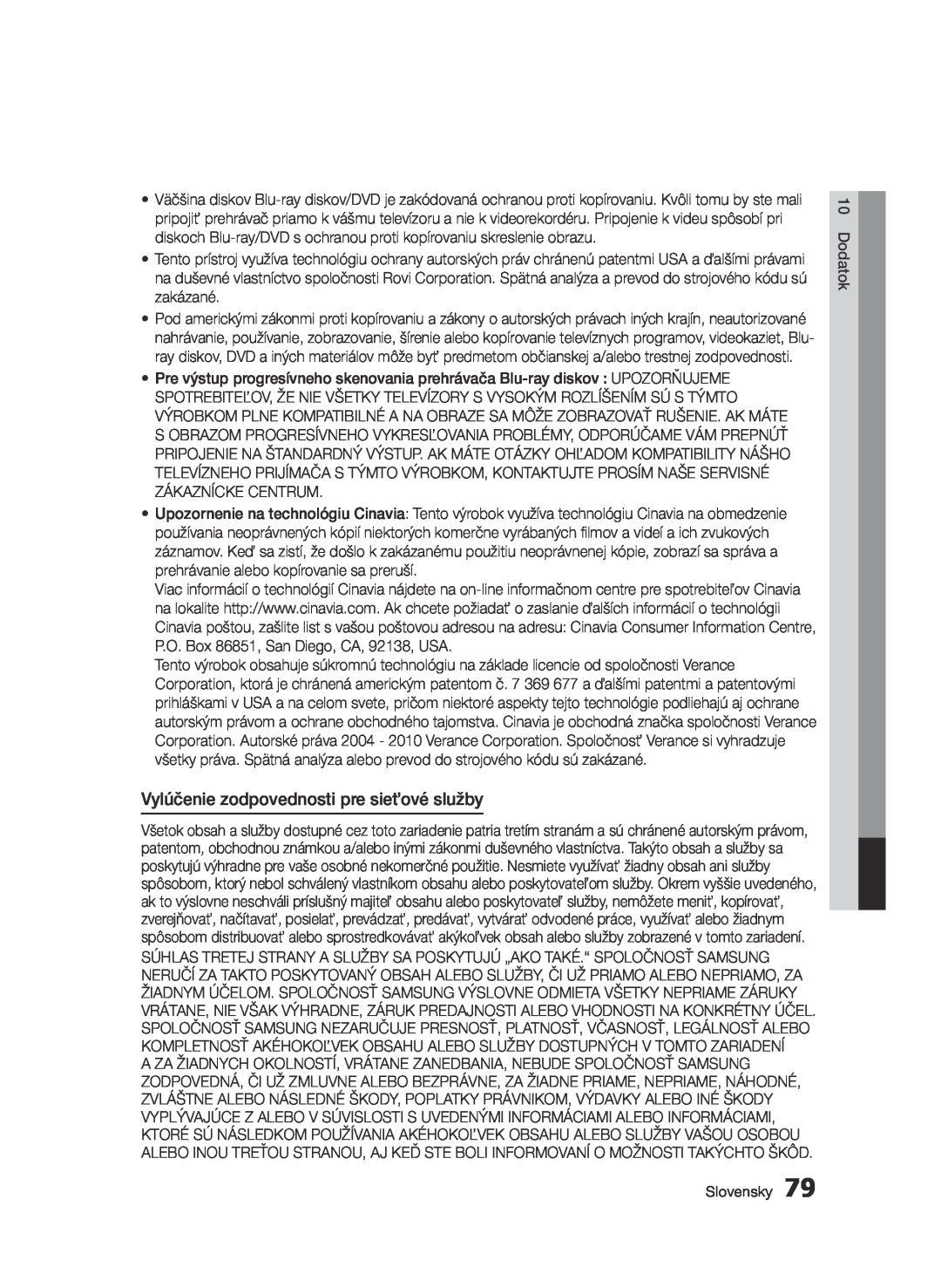 Samsung BD-E6300/EN manual Vylúčenie zodpovednosti pre sieťové služby 