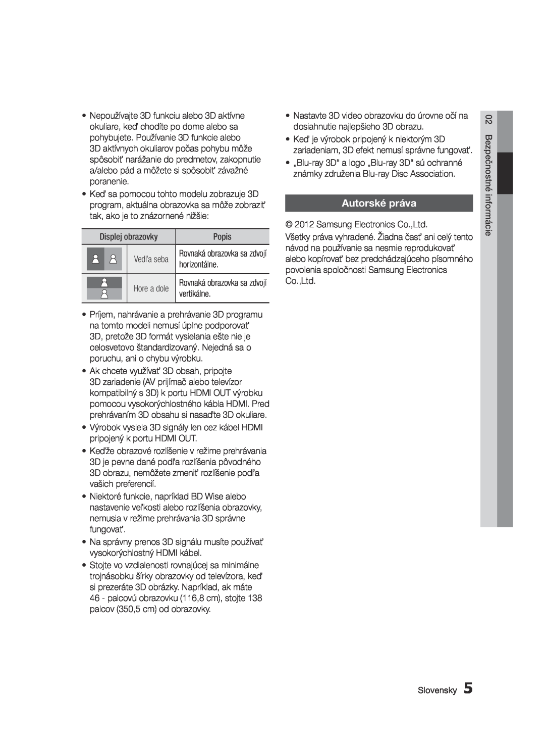 Samsung BD-E6300/EN manual Autorské práva 