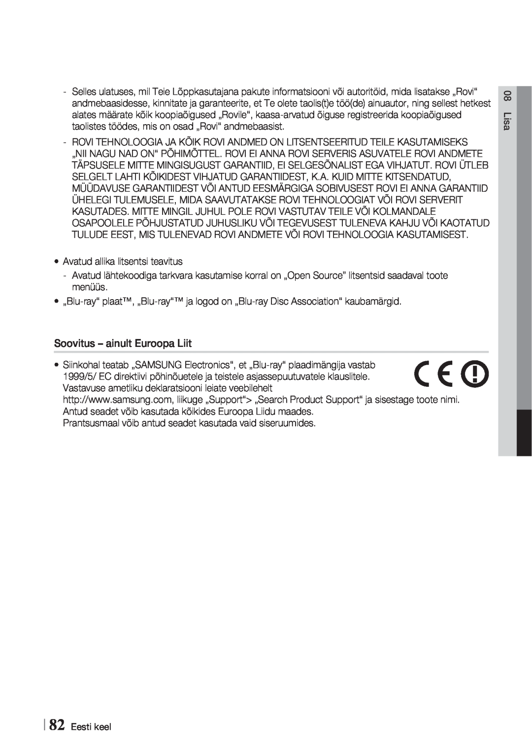 Samsung BD-E6300/EN manual Avatud allika litsentsi teavitus 
