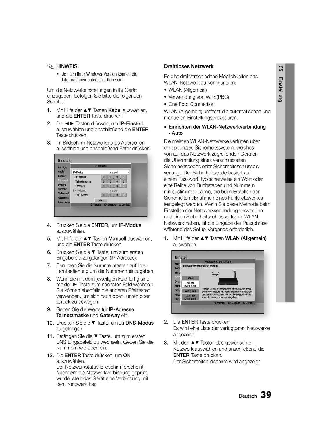 Samsung BD-E6300S/EN manual Drahtloses Netzwerk 