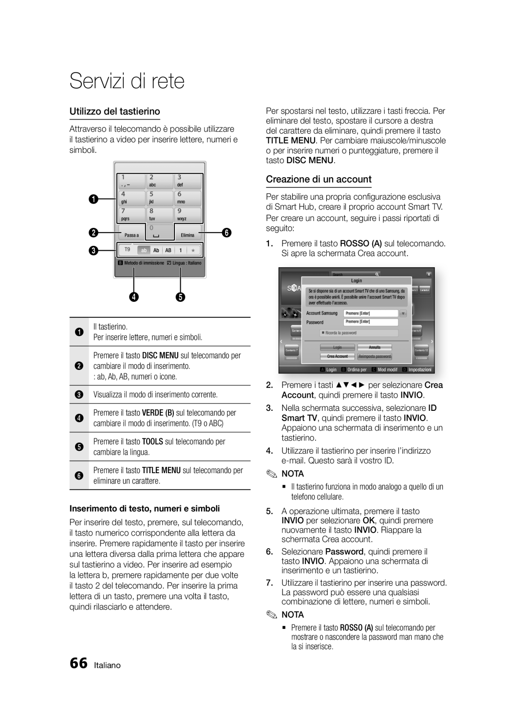 Samsung BD-E6300/ZF manual Utilizzo del tastierino, Creazione di un account, Il tastierino 