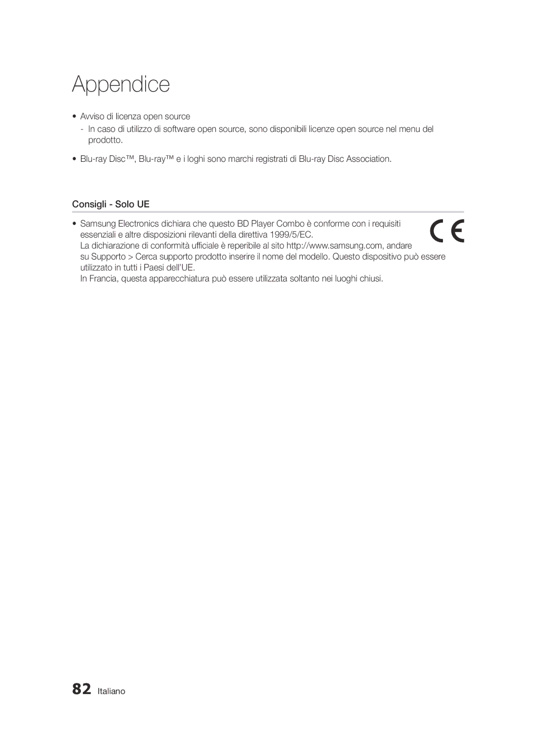 Samsung BD-E6300/ZF manual Appendice 