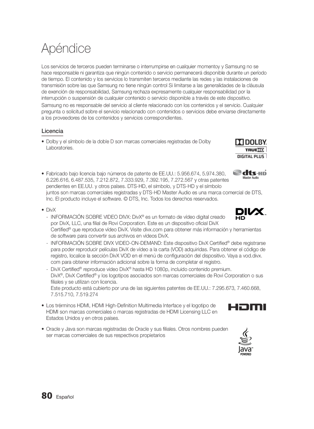 Samsung BD-E6300/ZF manual Licencia 