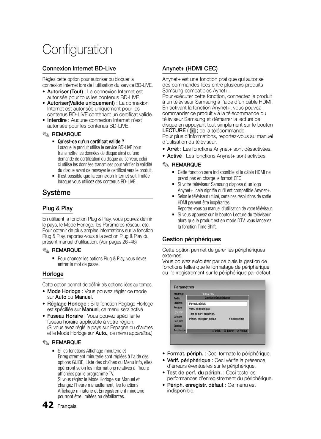 Samsung BD-E6300/ZF manual Système 