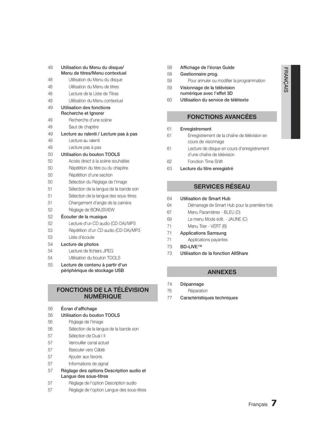 Samsung BD-E6300/ZF manual Lecture au ralenti, Lecture pas à pas Utilisation du bouton TOOLS, Répétition dune section 