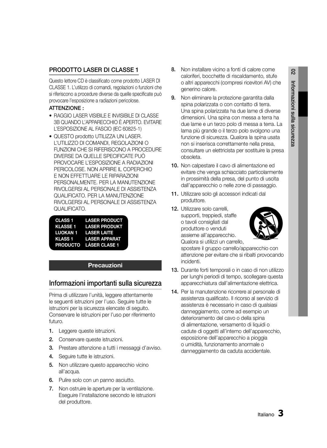 Samsung BD-E6300/ZF manual Precauzioni, Attenzione 