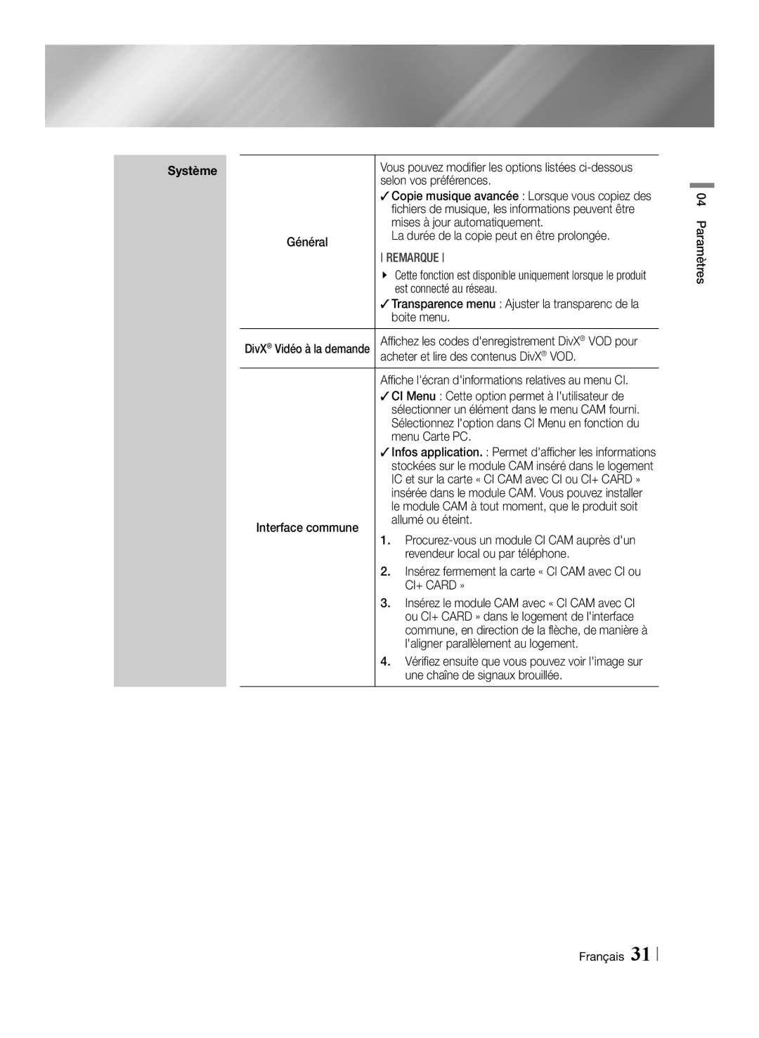 Samsung BD-E8300/ZF, BD-E8300/EN, BD-E8900/ZF, BD-E8500/ZF manual CI+ Card » 