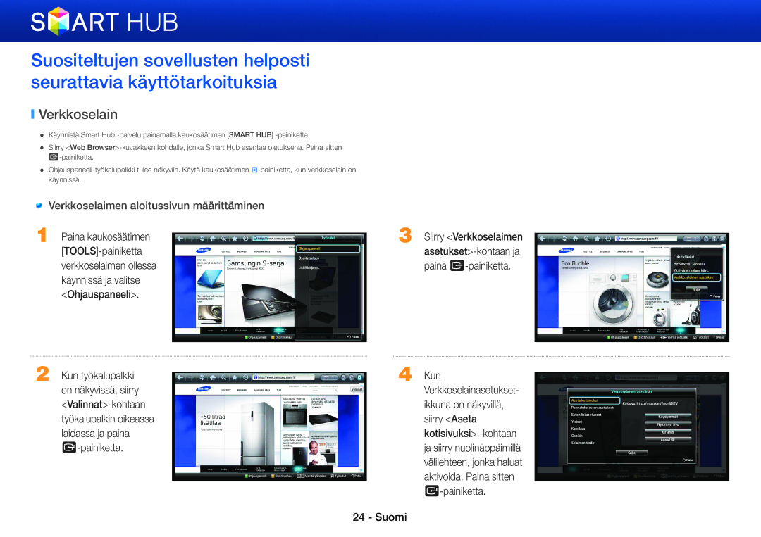 Samsung BD-E8300N/XE, BD-E8300S/XE, BD-E8500S/XE, BD-E8500N/XE, BD-E8900N/XE, BD-E8900S/XE Verkkoselain, Kotisivuksi -kohtaan 