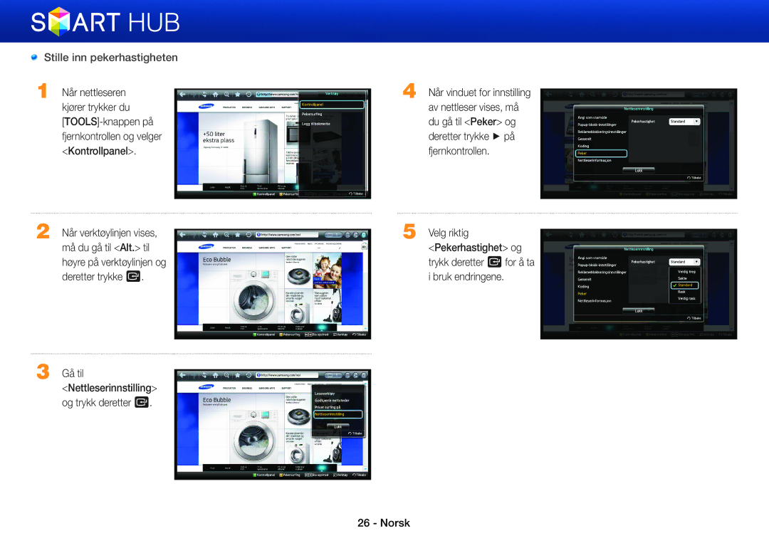 Samsung BD-E8500S/XE, BD-E8300N/XE, BD-E8300S/XE, BD-E8500N/XE, BD-E8900N/XE, BD-E8900S/XE manual Stille inn pekerhastigheten 