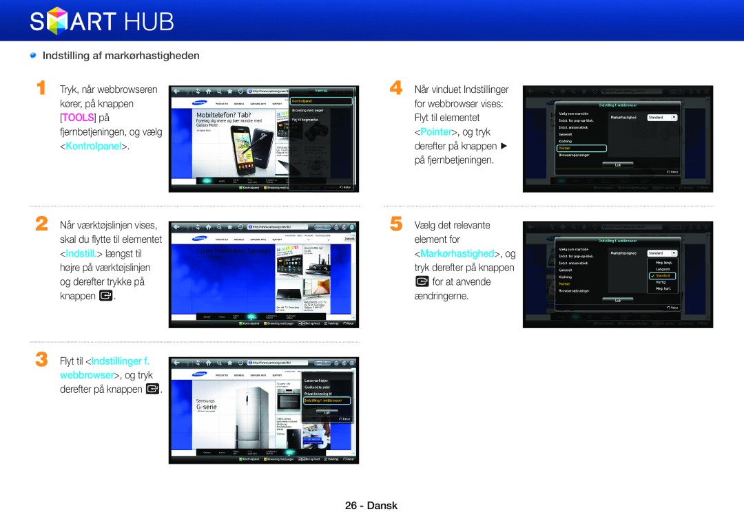 Samsung BD-E8500S/XE, BD-E8300N/XE, BD-E8300S/XE, BD-E8500N/XE, BD-E8900N/XE, BD-E8900S/XE Indstilling af markørhastigheden 