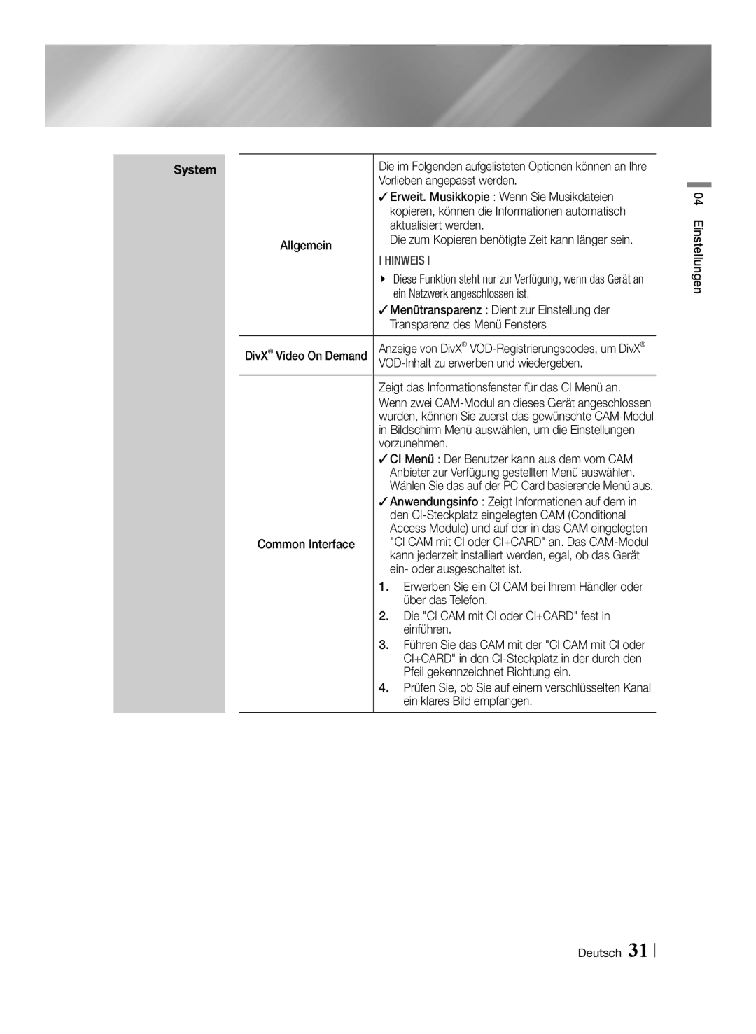 Samsung BD-E8509S/ZG manual Vorlieben angepasst werden,  Erweit. Musikkopie Wenn Sie Musikdateien, Aktualisiert werden 