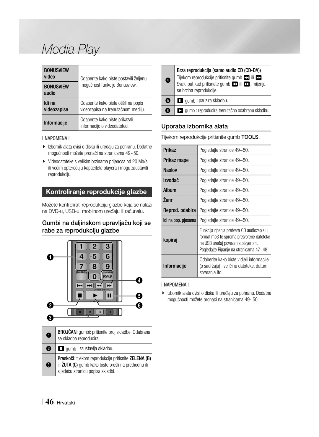 Samsung BD-E8500/EN, BD-E8300/EN manual Kontroliranje reprodukcije glazbe 