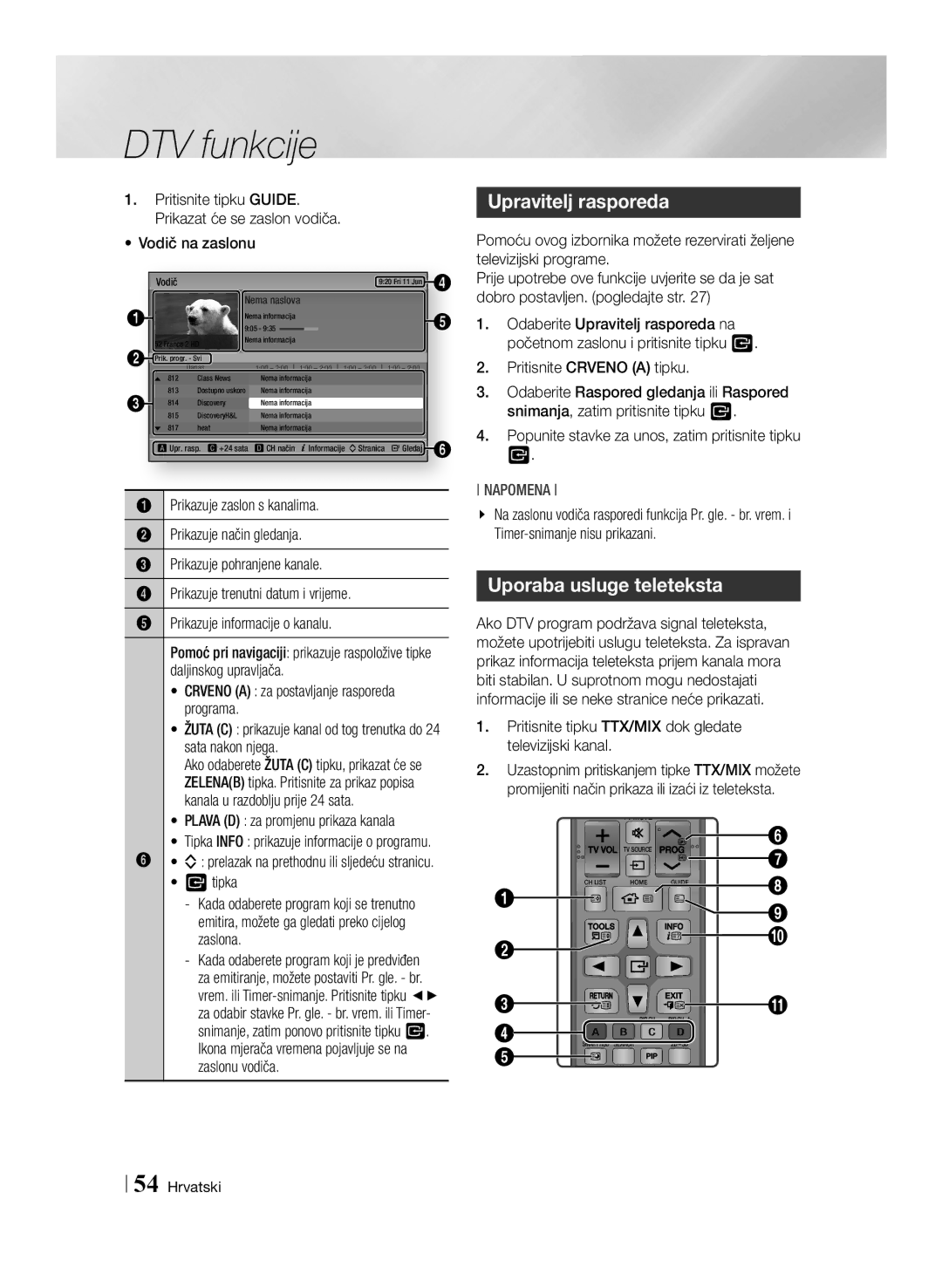 Samsung BD-E8500/EN, BD-E8300/EN manual Upravitelj rasporeda, Uporaba usluge teleteksta 