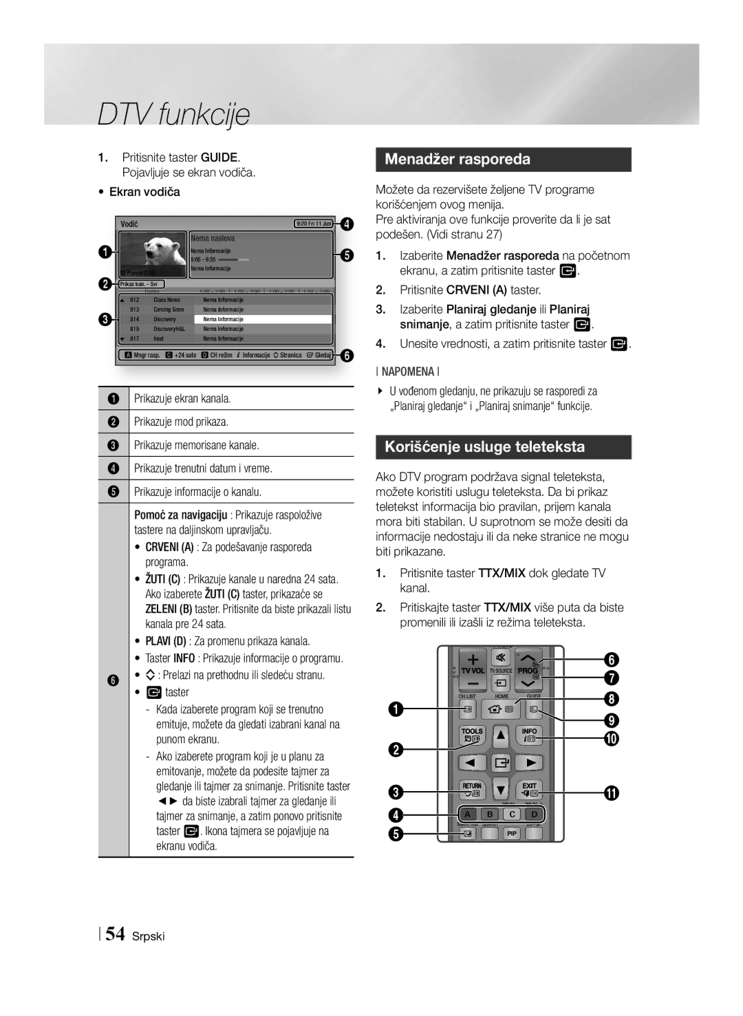 Samsung BD-E8500/EN, BD-E8300/EN manual Menadžer rasporeda, Korišćenje usluge teleteksta 