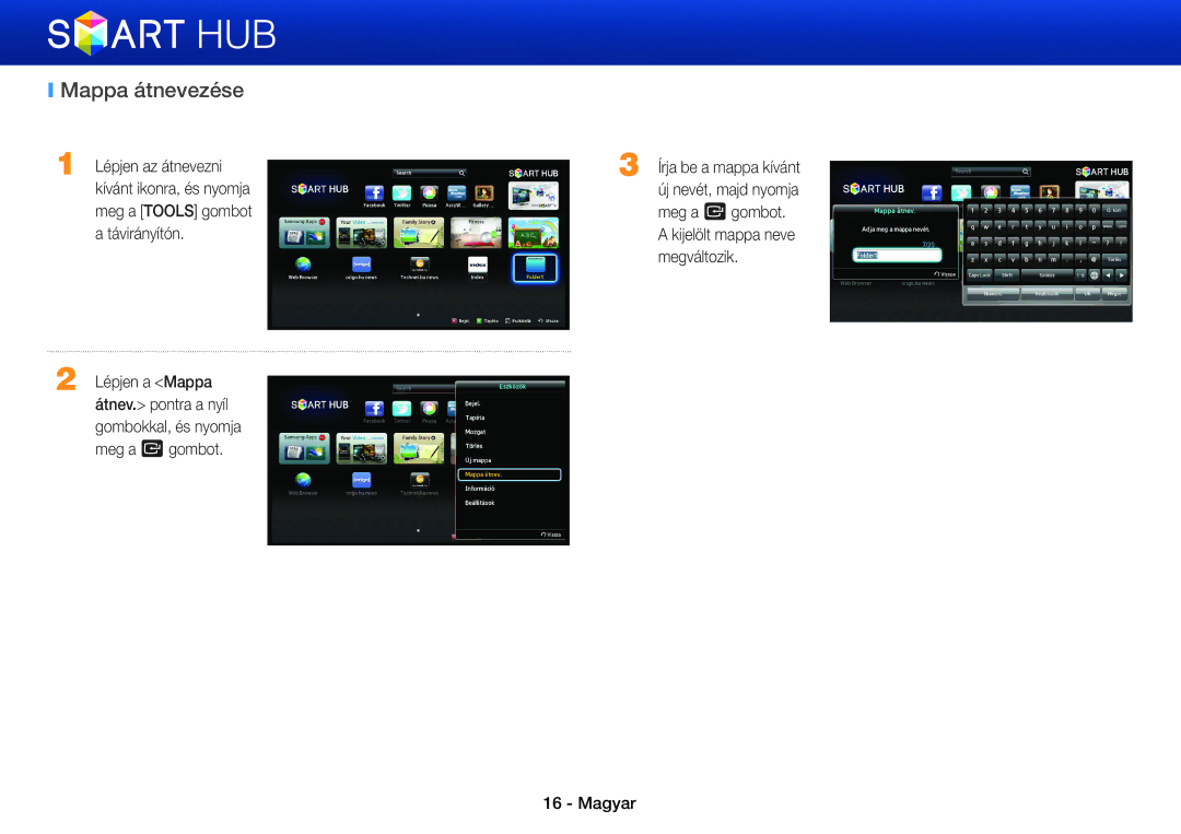 Samsung BD-E6100/EN, BD-E8900/EN, BD-E8500/EN, BD-E8300/EN, BD-E6100/XE Mappa átnevezése, Kijelölt mappa neve megváltozik 