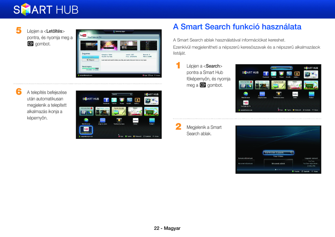Samsung BD-E8500/EN, BD-E8900/EN, BD-E6100/EN, BD-E8300/EN, BD-E6100/XE manual Smart Search funkció használata 