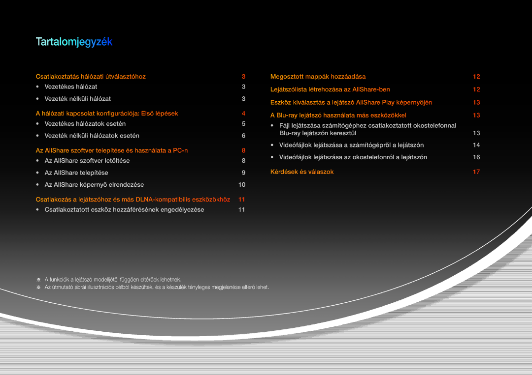 Samsung BD-E8500/EN, BD-E8900/EN, BD-E6100/EN, BD-E8300/EN, BD-E6100/XE manual Tartalomjegyzék 