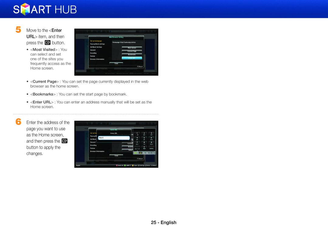 Samsung BD-E6100/ZF, BD-E8900/EN, BD-E6100/XN, BD-E6100/EN manual Move to the Enter URL item, and then press the ebutton 