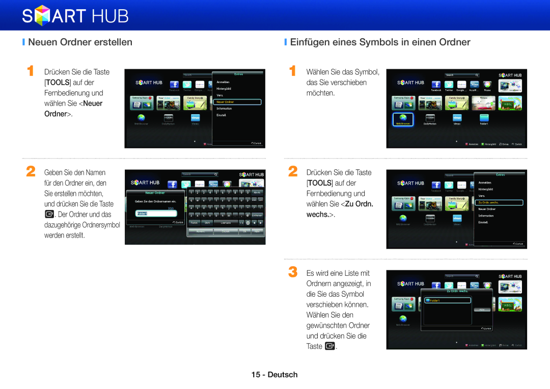 Samsung BD-E6100/EN, BD-E8900/EN, BD-E6100/XN, BD-E8309S/ZG Neuen Ordner erstellen, Einfügen eines Symbols in einen Ordner 