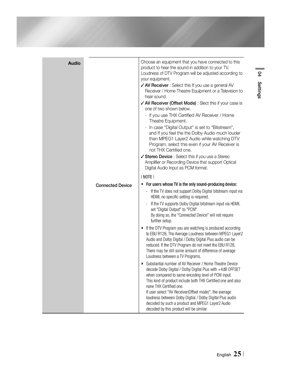 Samsung BD-E8500/EN, BD-E8900/EN, BD-E8300/EN, BD-E8900/ZF, BD-E8500/ZF, BD-E8300/ZF manual Audio 