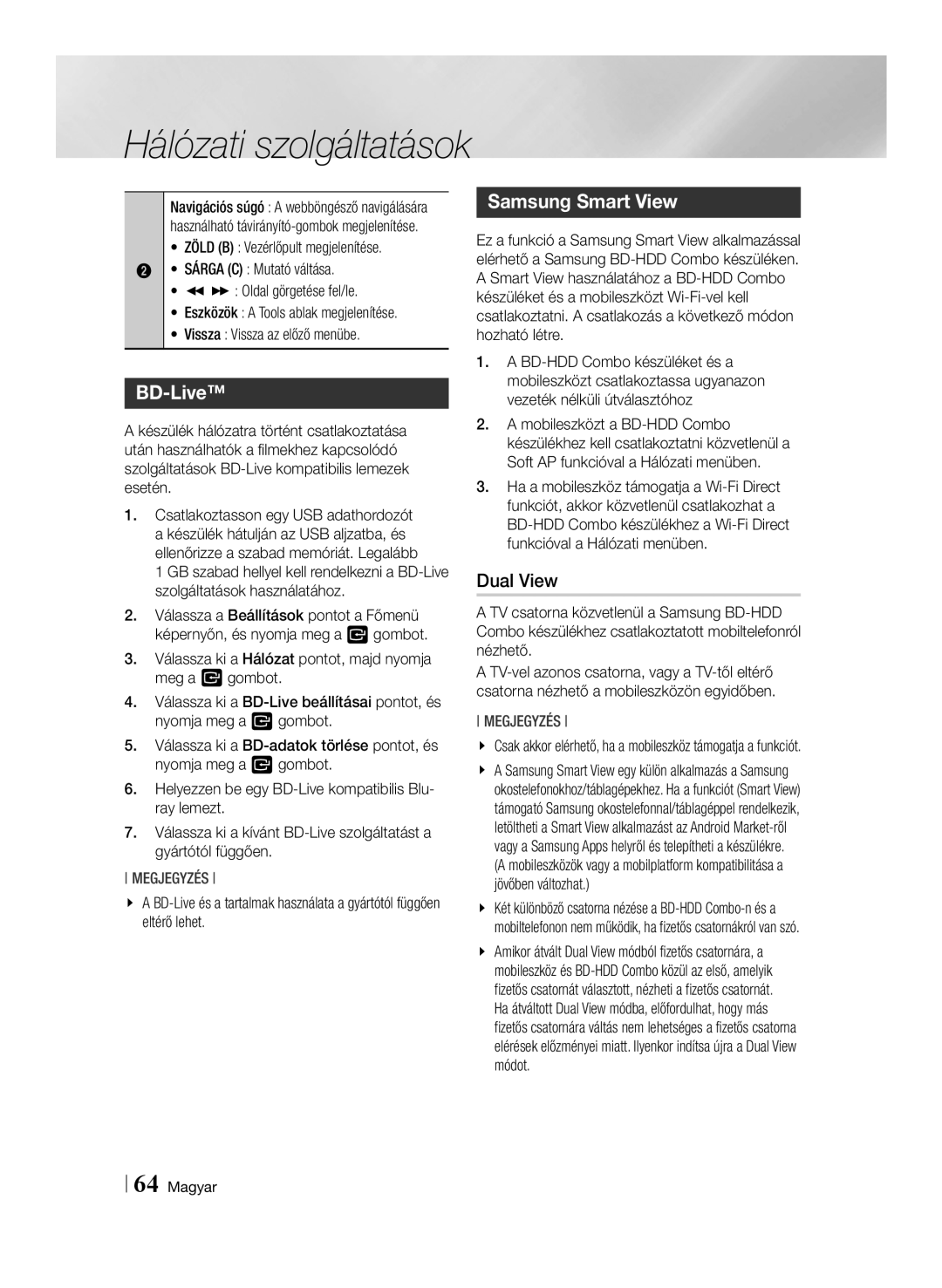 Samsung BD-E8500/EN, BD-E8900/EN, BD-E8300/EN manual BD-Live, Samsung Smart View, Dual View 