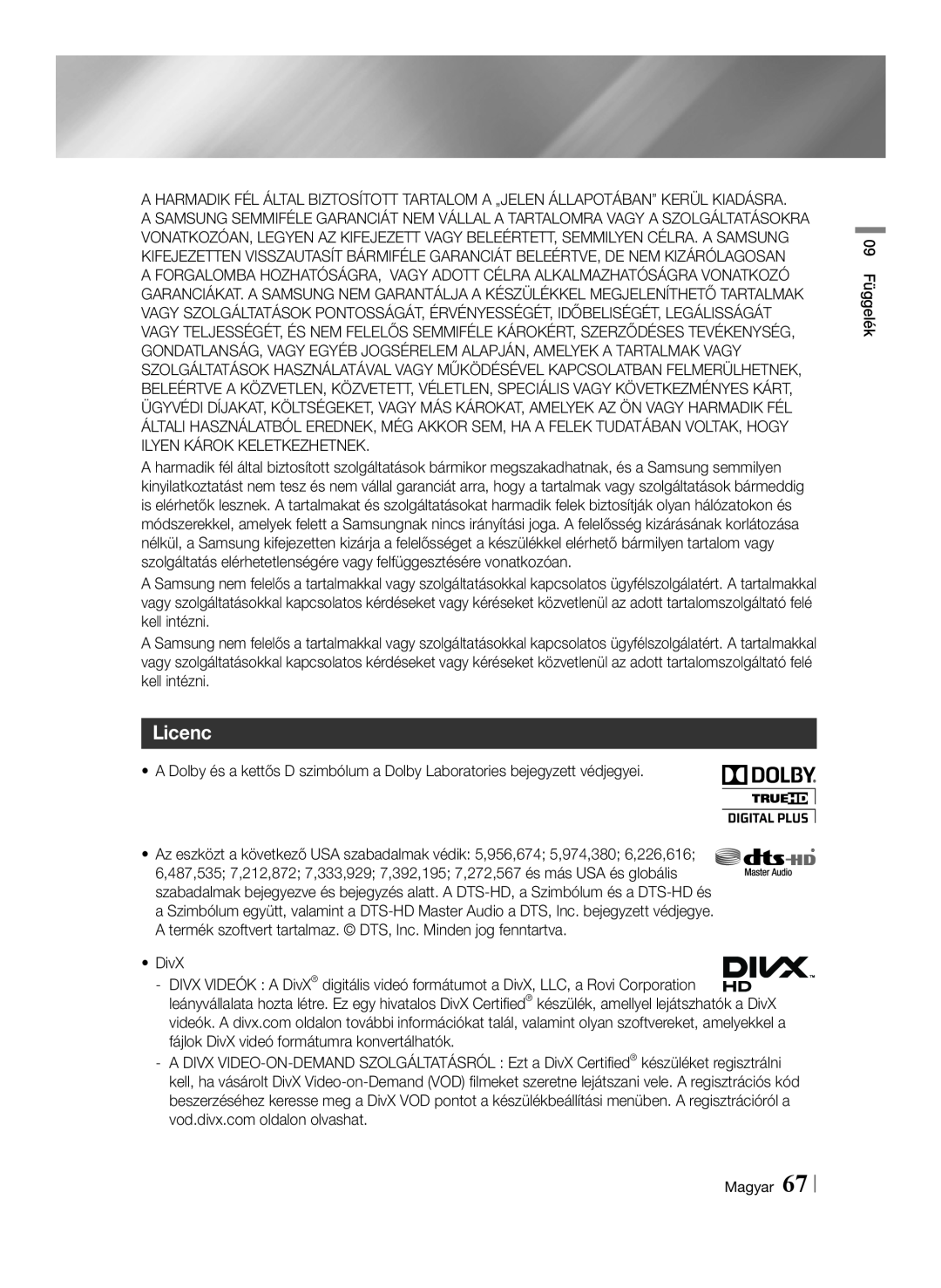 Samsung BD-E8500/EN, BD-E8900/EN, BD-E8300/EN manual Licenc 