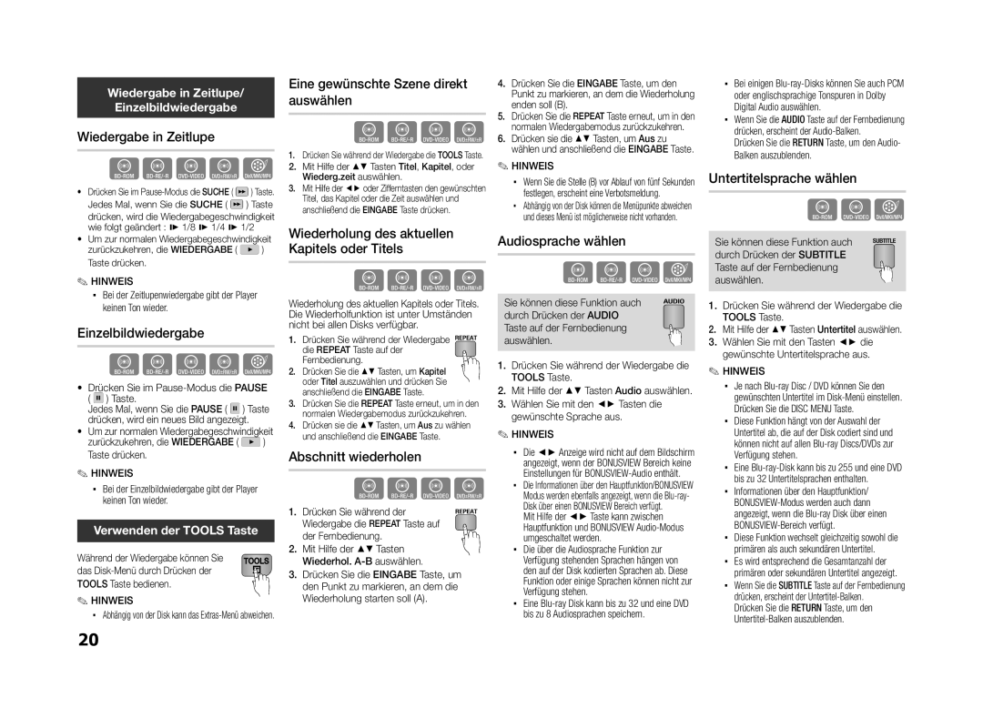 Samsung BD-ES5000/XN, BD-ES5000/EN Wiedergabe in Zeitlupe, Einzelbildwiedergabe, Eine gewünschte Szene direkt auswählen 