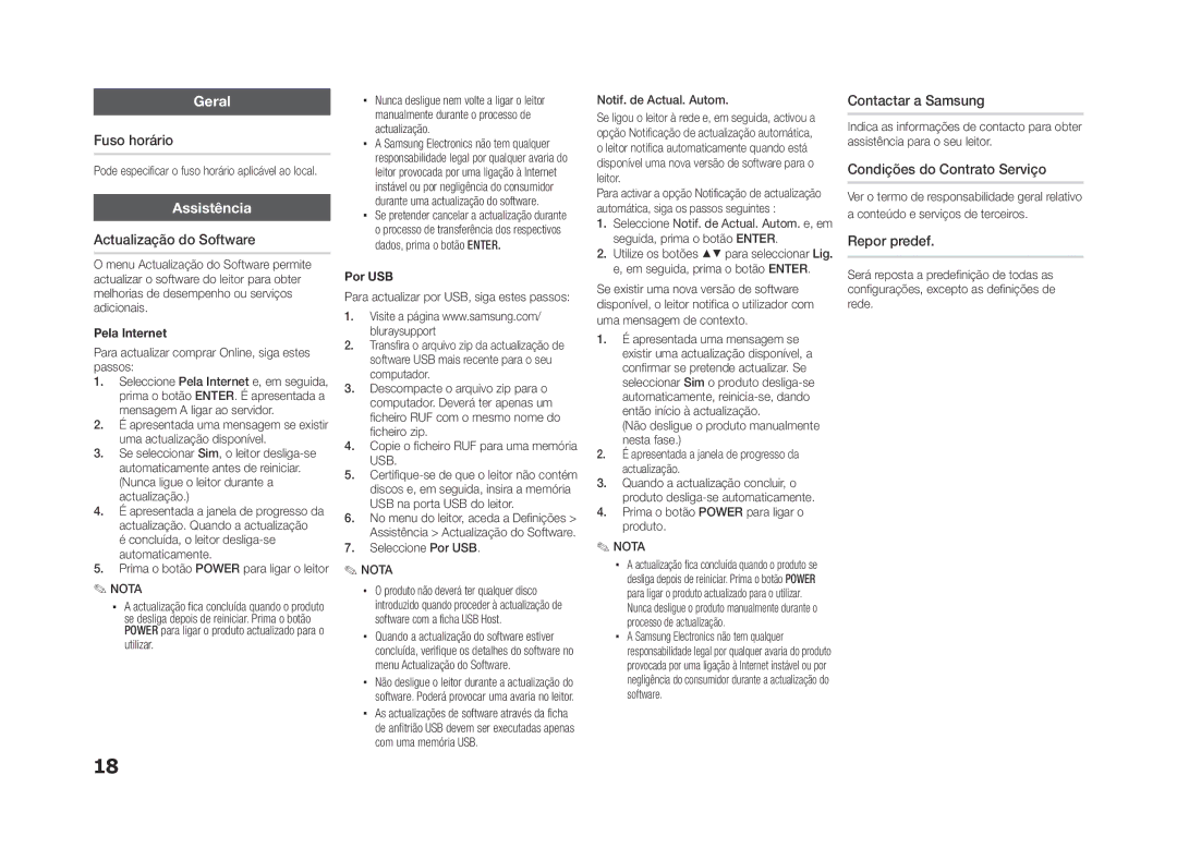 Samsung BD-ES5000/ZF, BD-ES5000/XU manual Geral, Assistência 