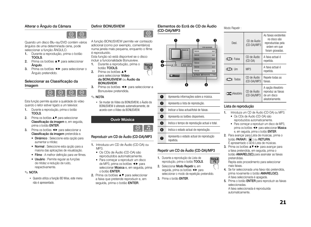 Samsung BD-ES5000/XU, BD-ES5000/ZF manual Ouvir Música 