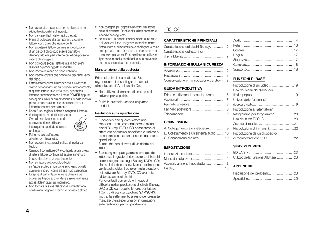 Samsung BD-ES5000/ZF, BD-ES5000/XU manual Indice 