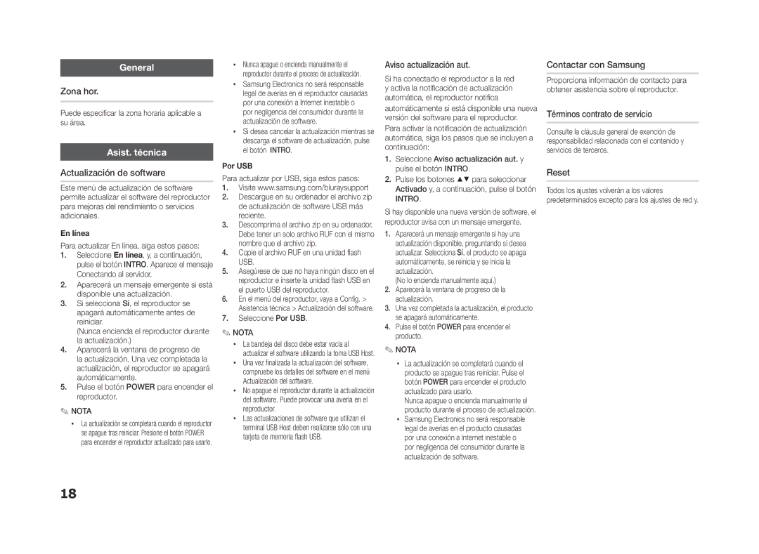 Samsung BD-ES5000/ZF, BD-ES5000/XU manual General, Asist. técnica 