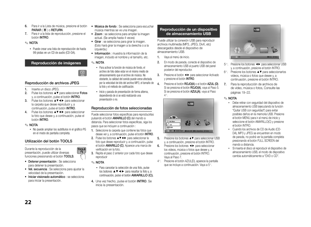 Samsung BD-ES5000/ZF, BD-ES5000/XU Reproducción de imágenes, Reproducción de archivos Jpeg, Utilización del botón Tools 