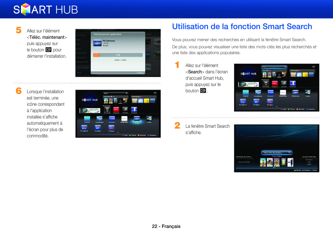 Samsung BD-ES5000/XU manual Utilisation de la fonction Smart Search, Allez sur lélément, La fenêtre Smart Search saffiche 