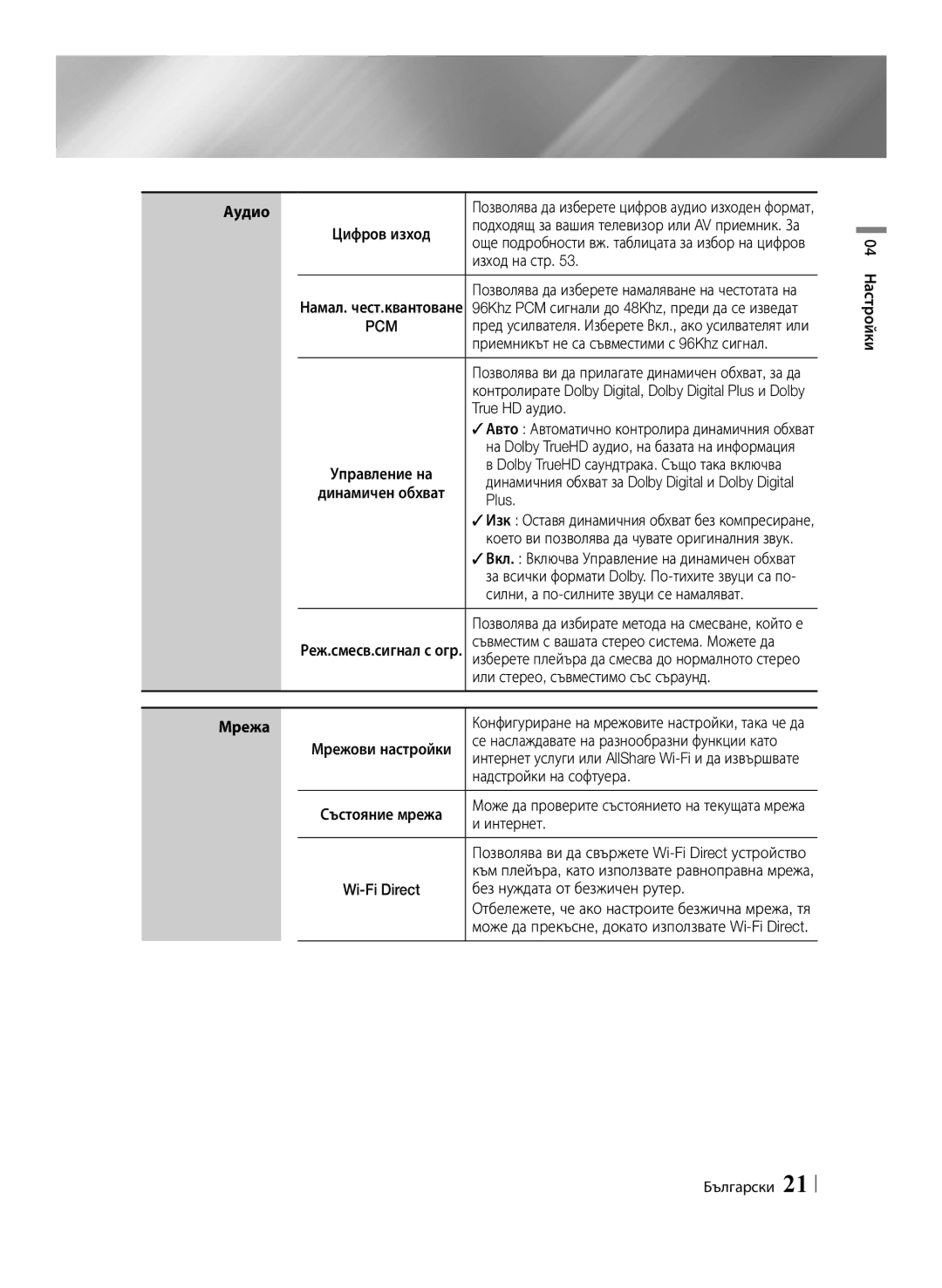 Samsung BD-ES6000/EN, BD-ES6000E/EN manual Pcm 