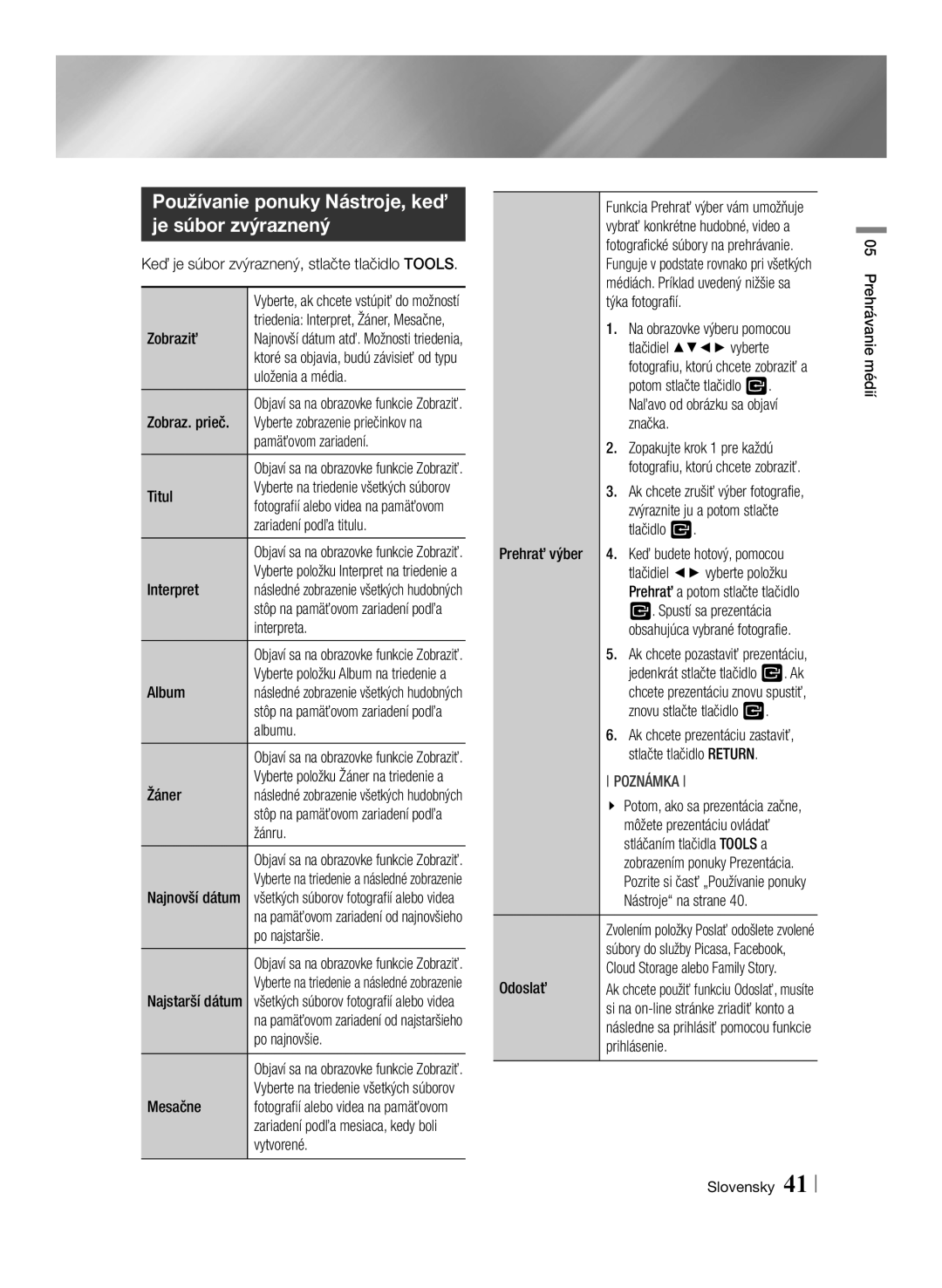 Samsung BD-ES6000/EN, BD-ES6000E/EN manual Používanie ponuky Nástroje, keď je súbor zvýraznený 