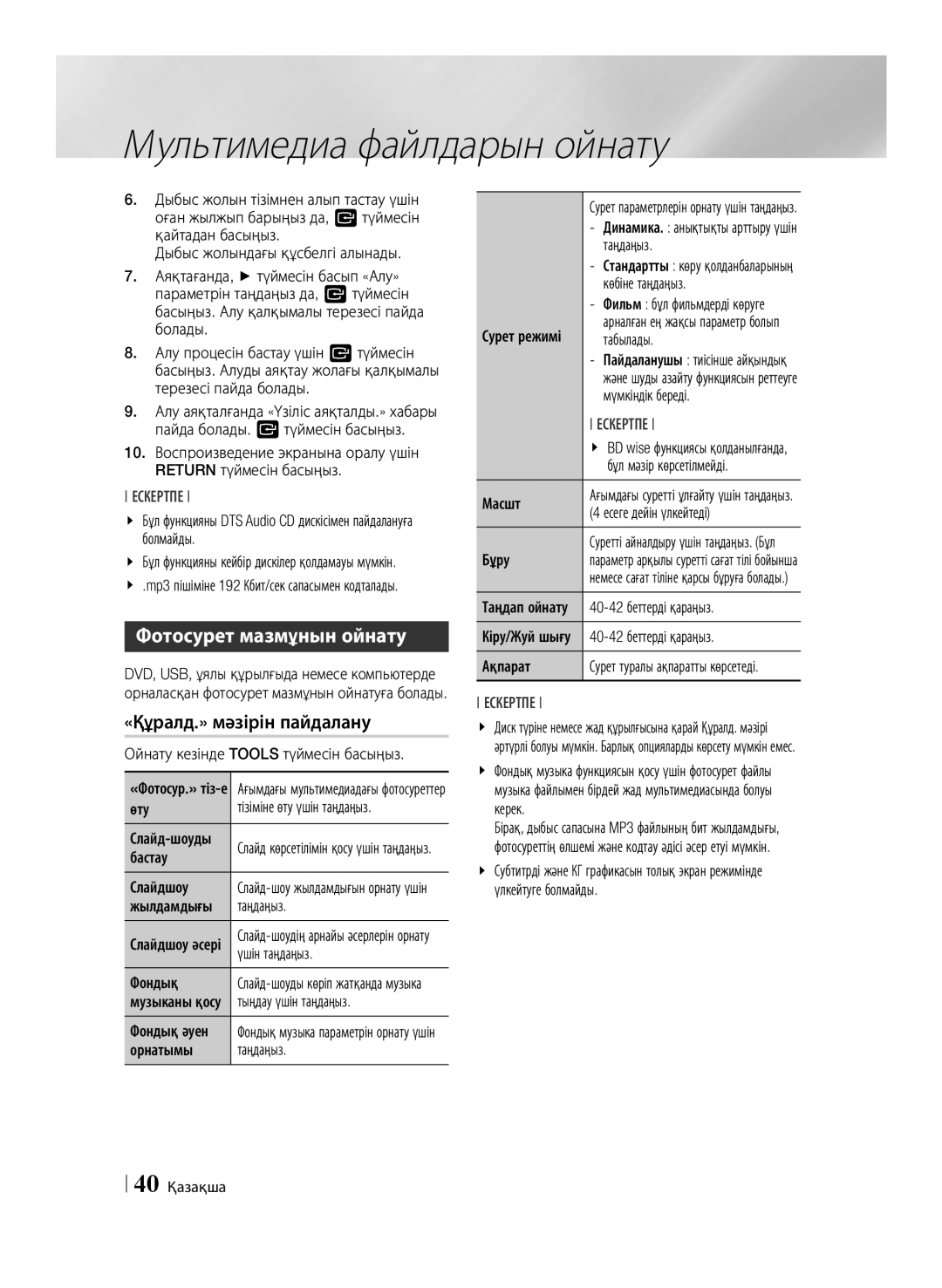 Samsung BD-ES6000/RU, BD-ES6000E/RU manual Фотосурет мазмұнын ойнату 