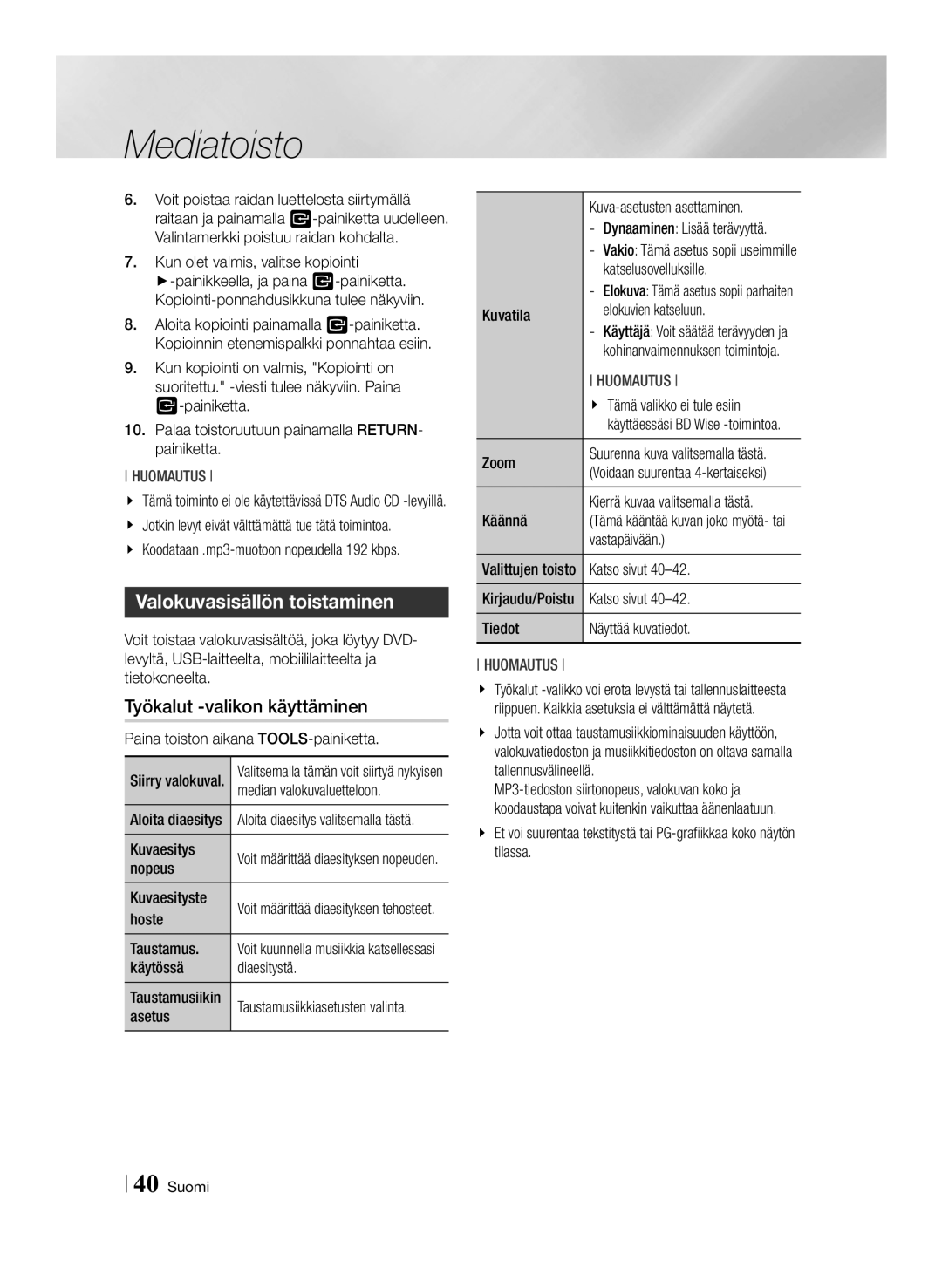 Samsung BD-ES6000/XE, BD-ES6000E/XE manual Valokuvasisällön toistaminen 