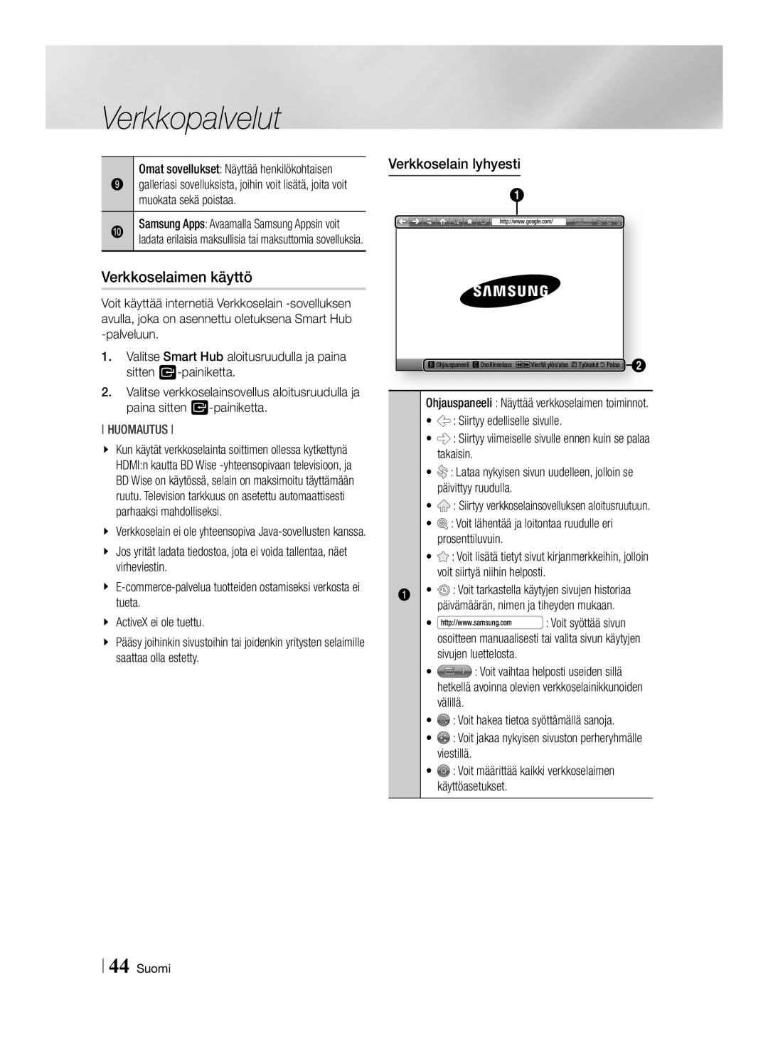 Samsung BD-ES6000/XE Verkkoselaimen käyttö, Muokata sekä poistaa, Voit lähentää ja loitontaa ruudulle eri prosenttiluvuin 