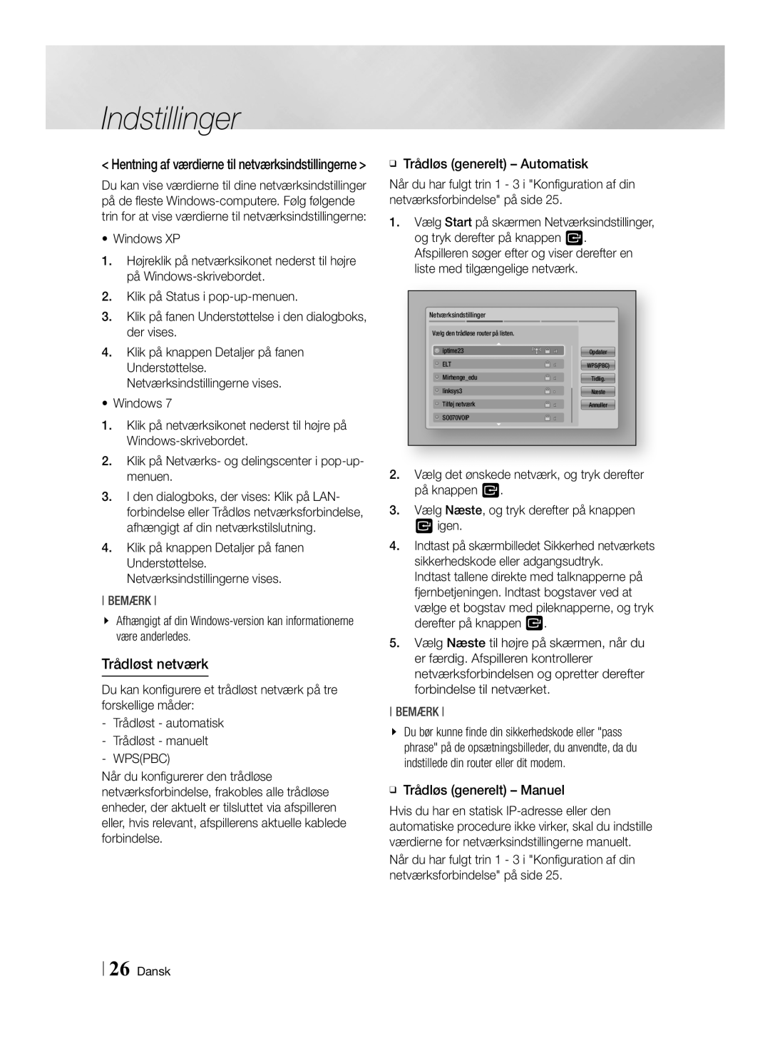 Samsung BD-ES6000E/XE, BD-ES6000/XE manual Trådløst netværk, ĞĞ Trådløs generelt Manuel 