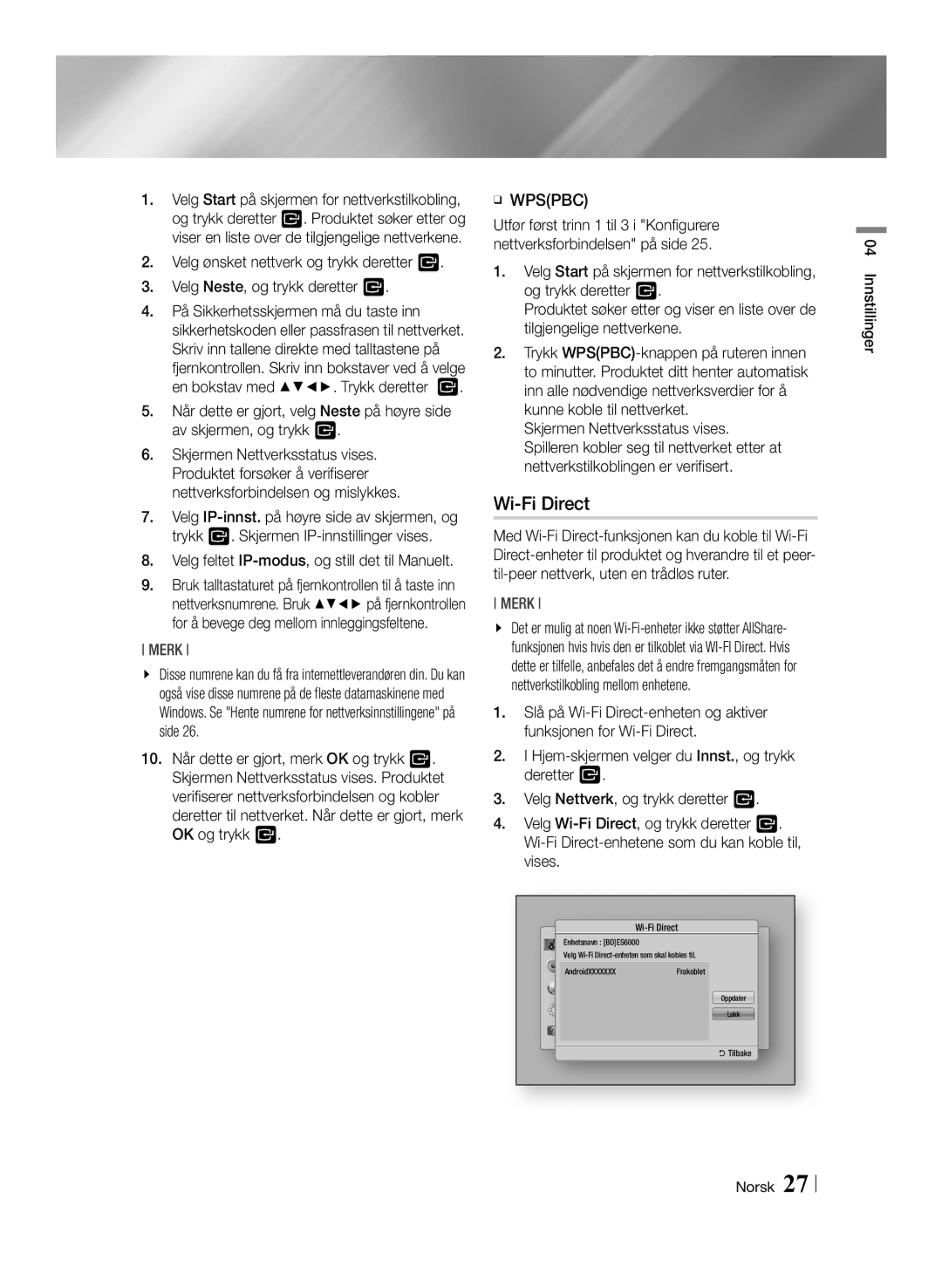 Samsung BD-ES6000/XE, BD-ES6000E/XE manual Enhetsnavn BDES6000 